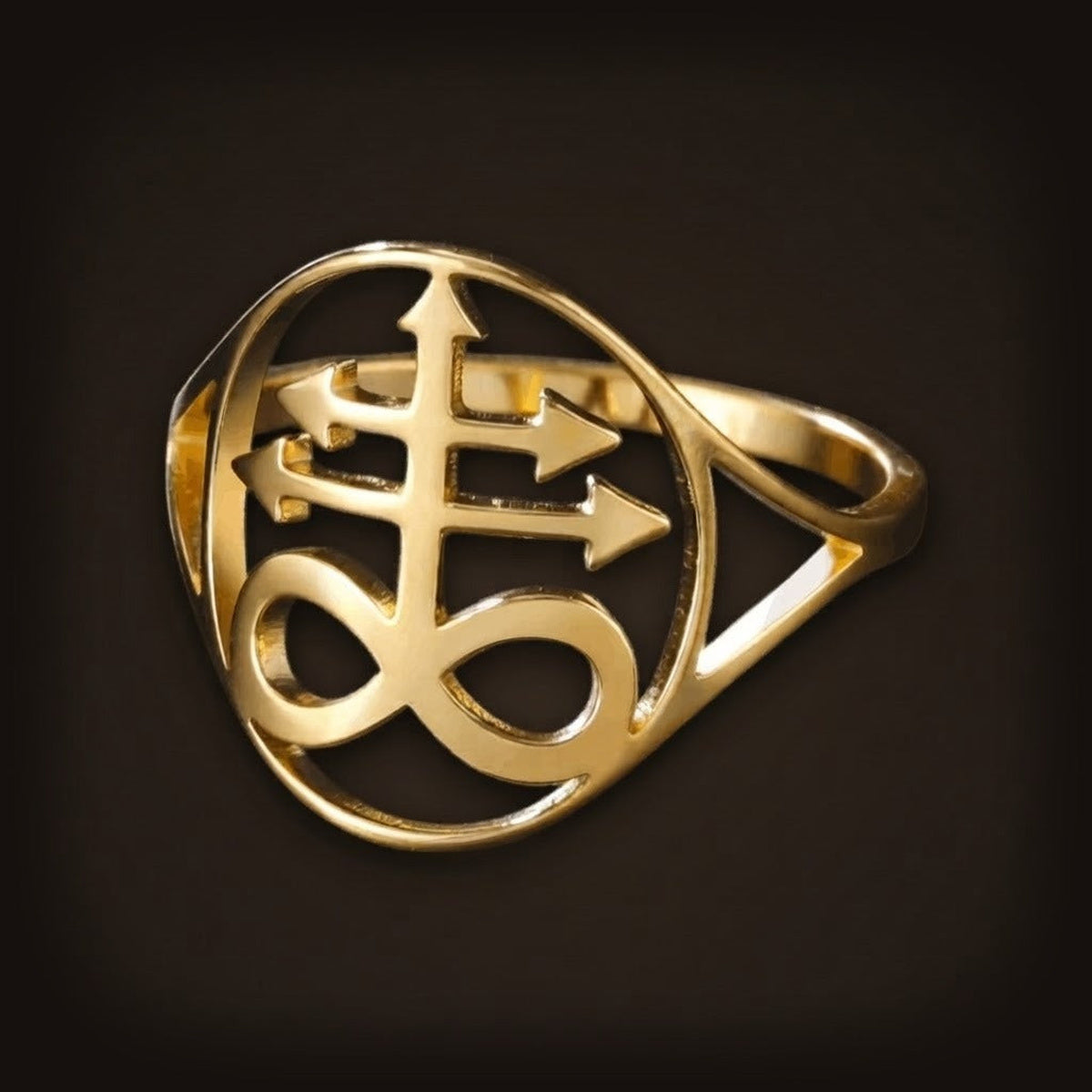 Bague Croix de Soufre, le signe des alchimistes, version dorée