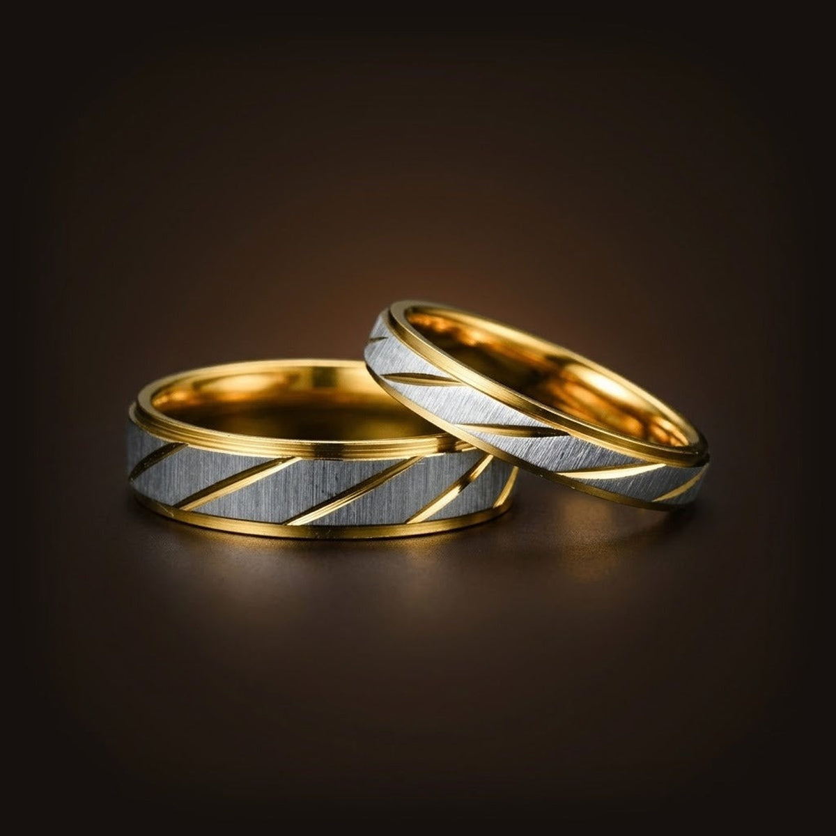 Bagues viking couple motif vagues celtiques en acier inoxydable poli homme et femme