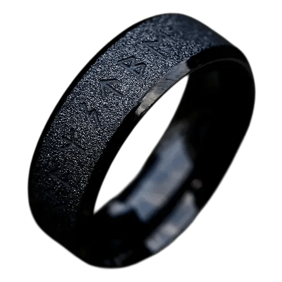 Bague viking runes d'Odin noeud celtique acier inoxydable noir homme