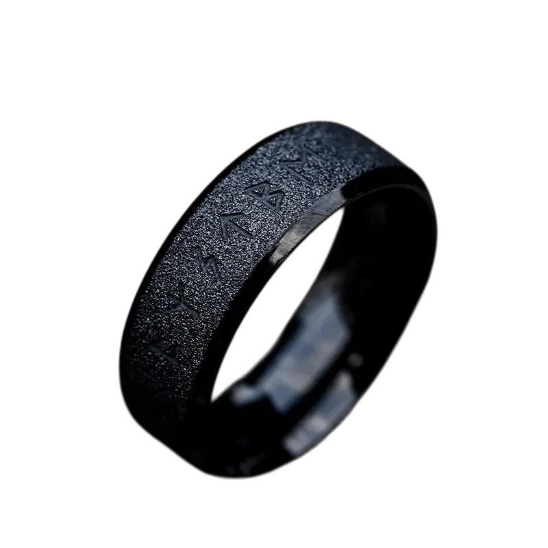 Bague viking runes d'Odin noeud celtique acier inoxydable noir homme