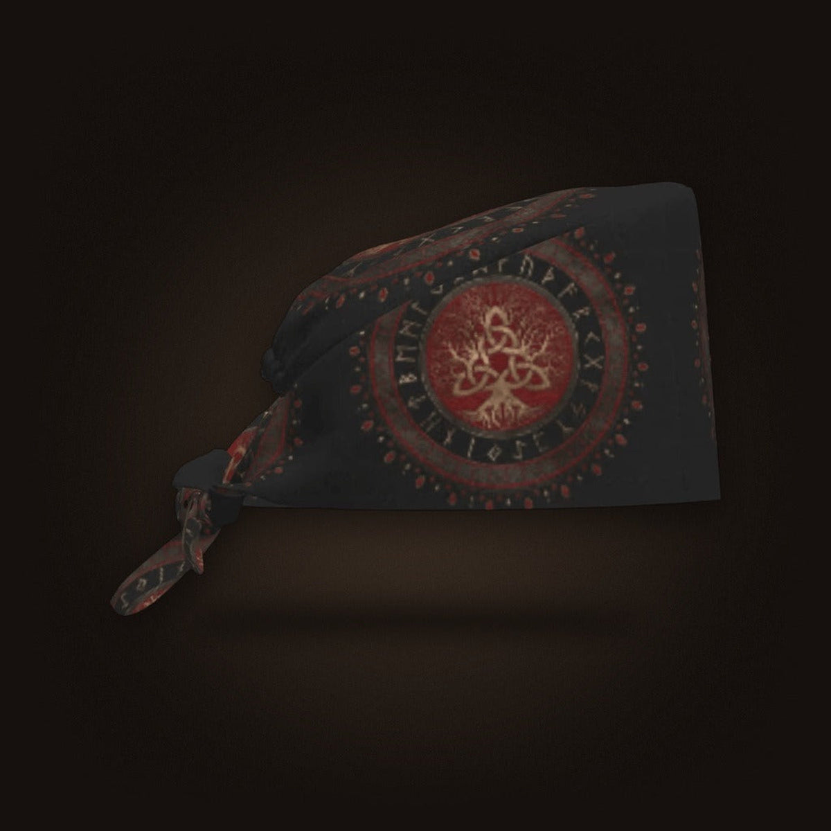 Bandana Viking Médaillon Rouge et Noir, vue de face