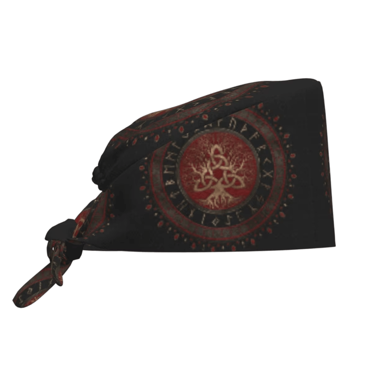 Bandana Viking Médaillon Rouge et Noir, vue de face
