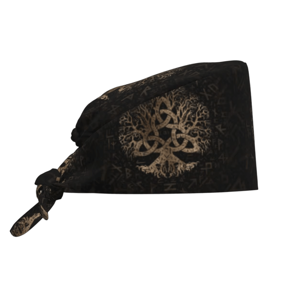 Bandana Viking Yggdrasil Doré Noir, vue de face