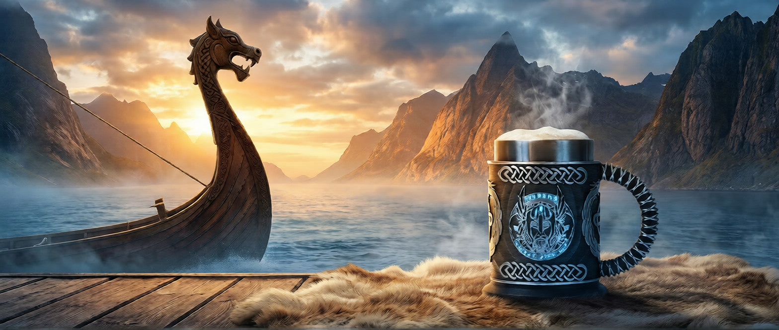 Bannière d'en-tête pour la collection décoration viking du Comptoir Viking, présentant l'excellence de l'artisanat nordique pour l'intérieur.