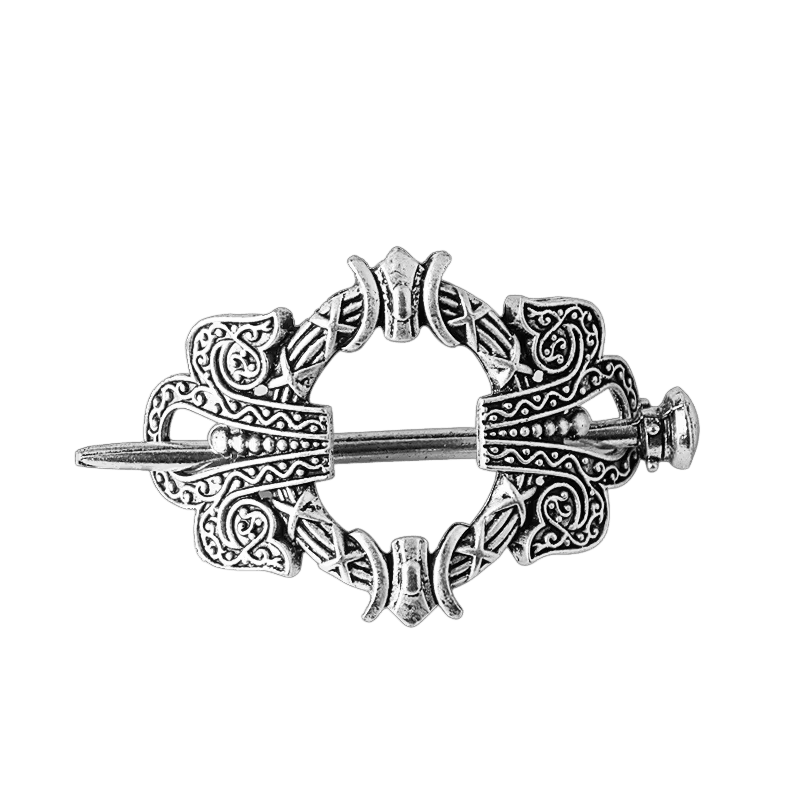 Barrette Viking Cercle Runique et Dragons, vue de détail