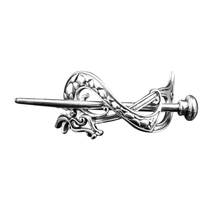 Barrette Viking Dragon Stylisé à Pique, vue de détail