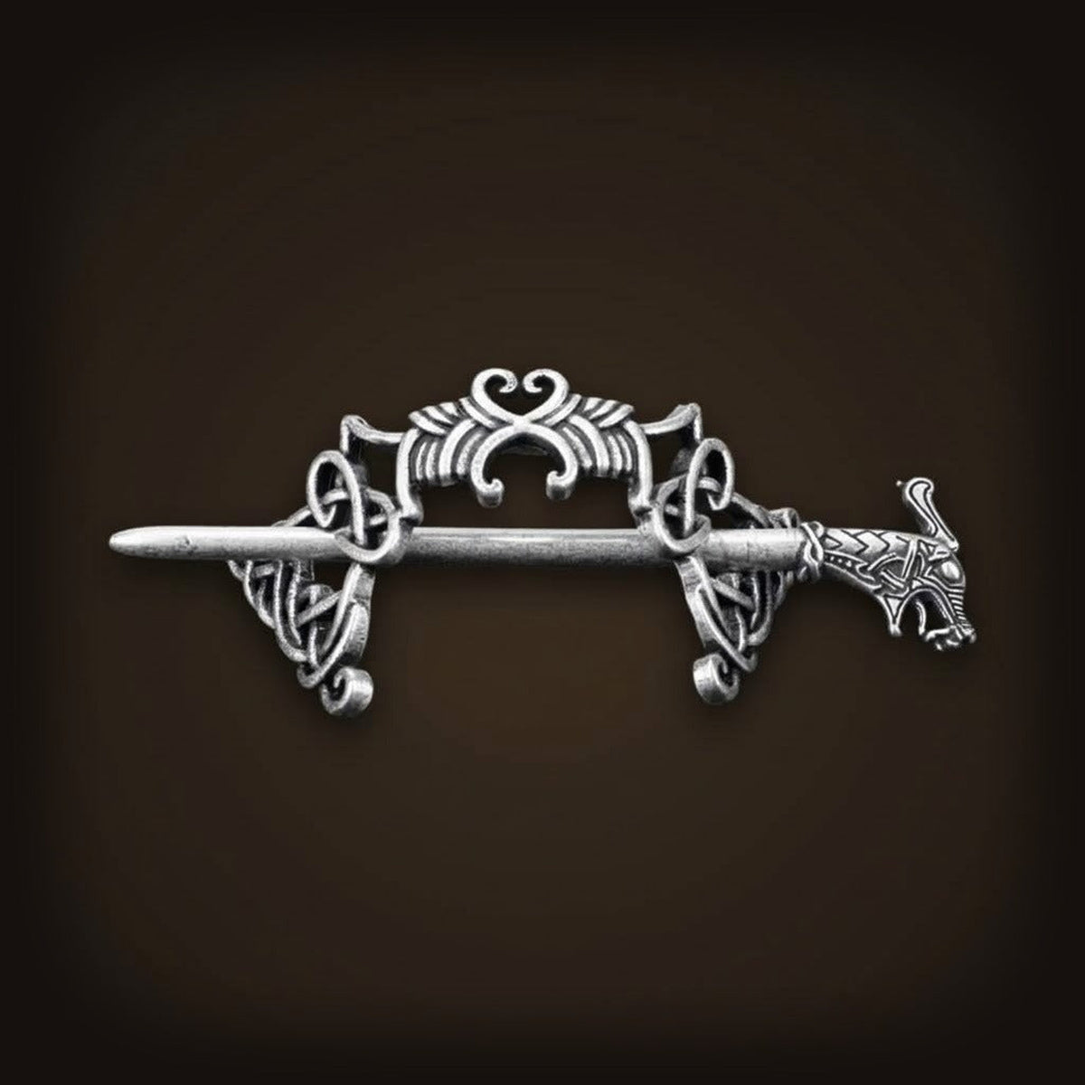 Barrette Viking Fine à Tête de Dragon