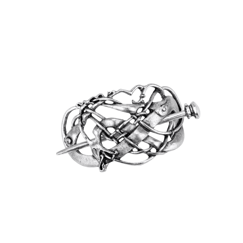 Barrette Viking Ovale à Entrelacs, vue de détail