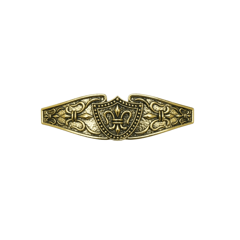 Barrette Viking Ovale Gravée Dorée, vue de détail