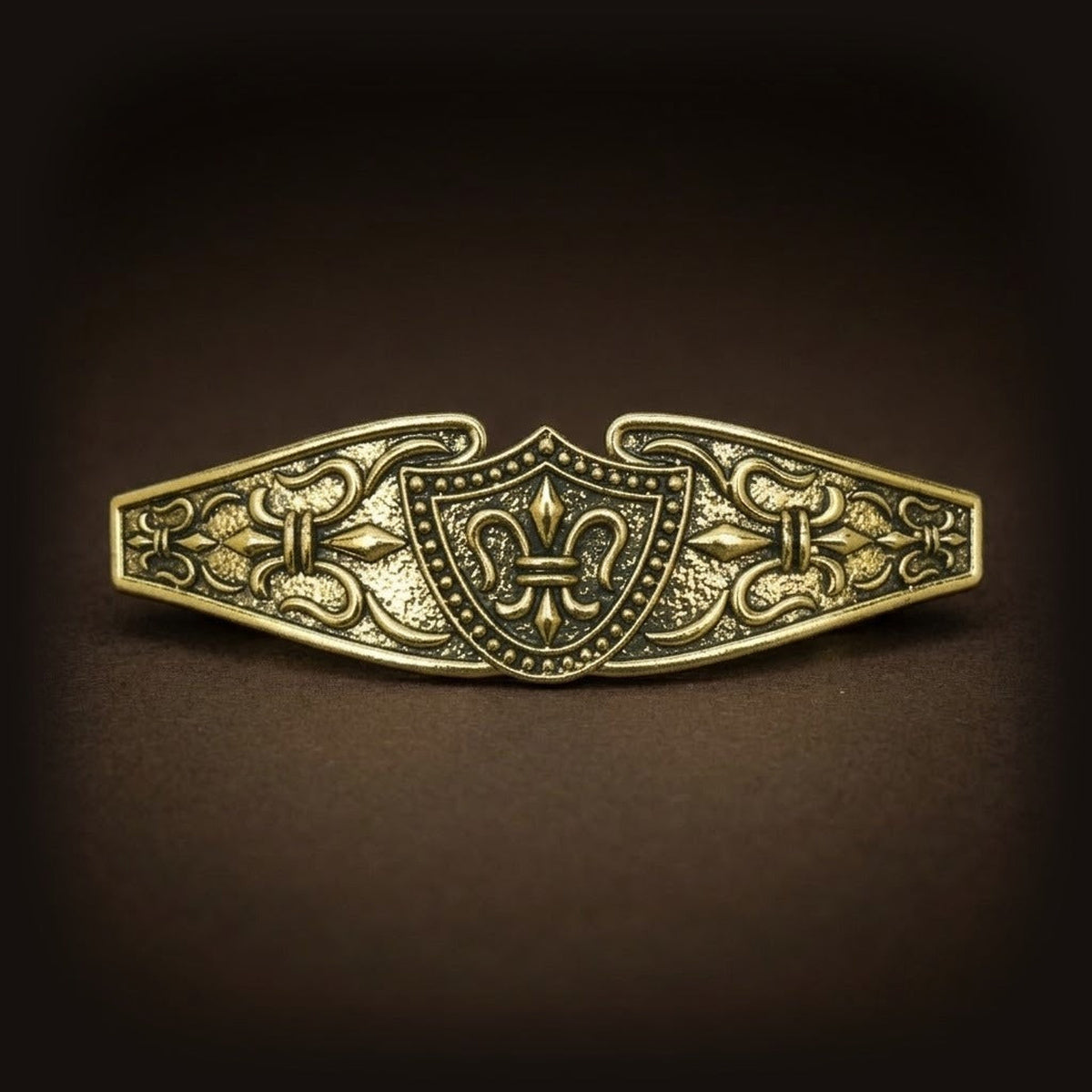 Barrette Viking Ovale Gravée Dorée
