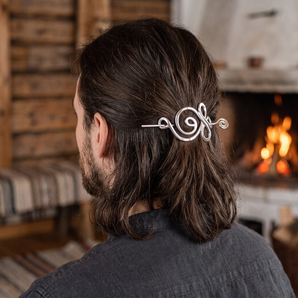Barrette Viking Spirale Simple à Pique, porté