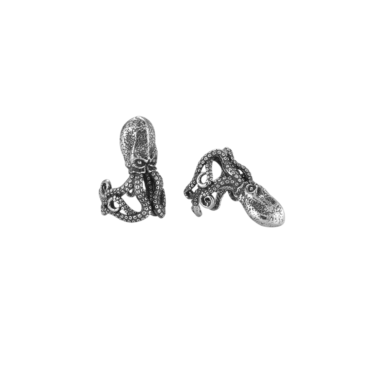 Clips d'oreilles pieuvre en acier inoxydable, tête bombée et huit bras repliés sous le corps