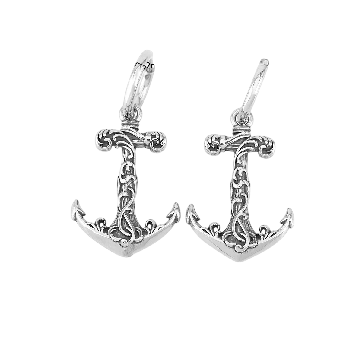 Boucle d'oreille pendante ancre viking en acier inoxydable, entrelacs nordiques gravés
