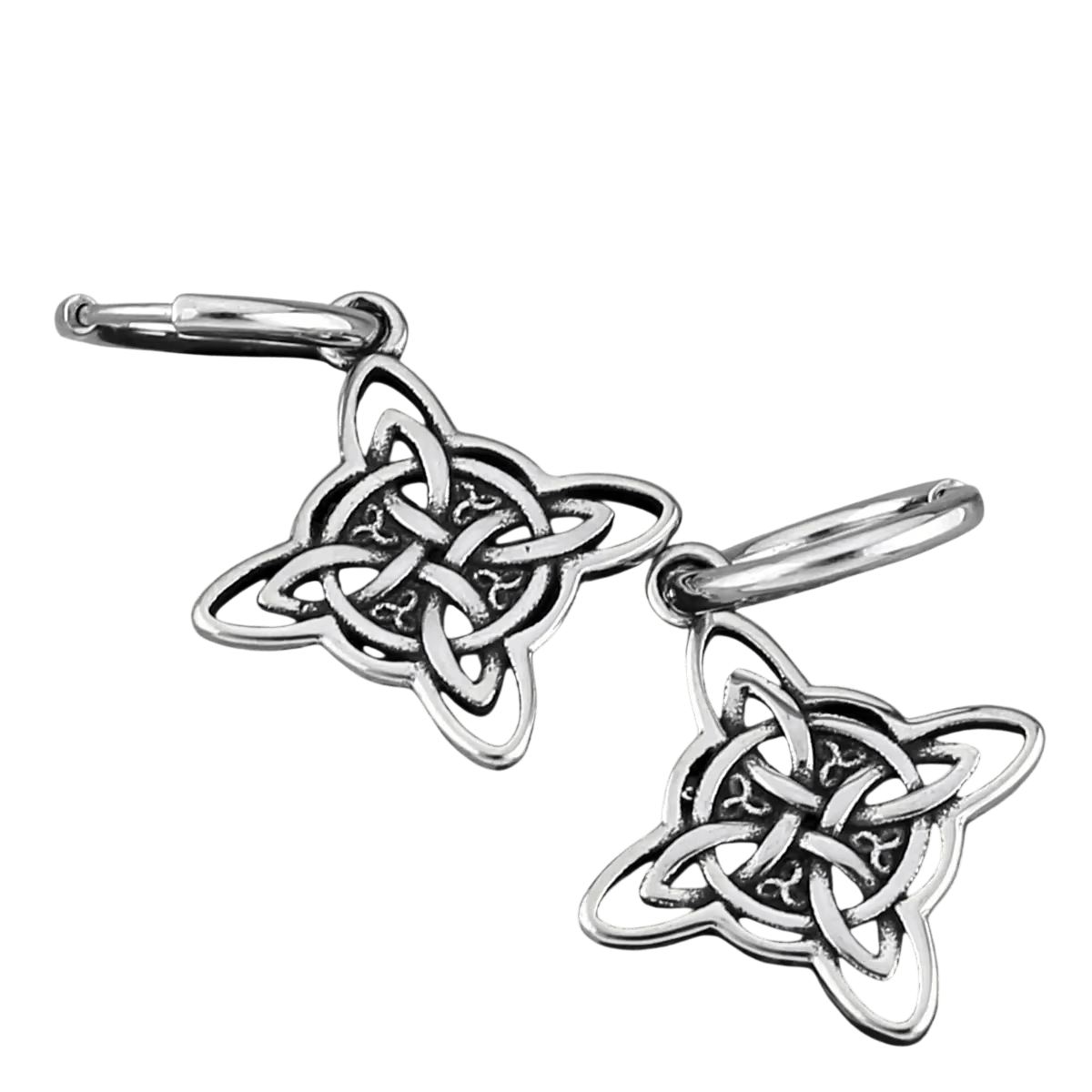 Boucle d'oreille nœud nordique en acier inoxydable, tresse continue en relief