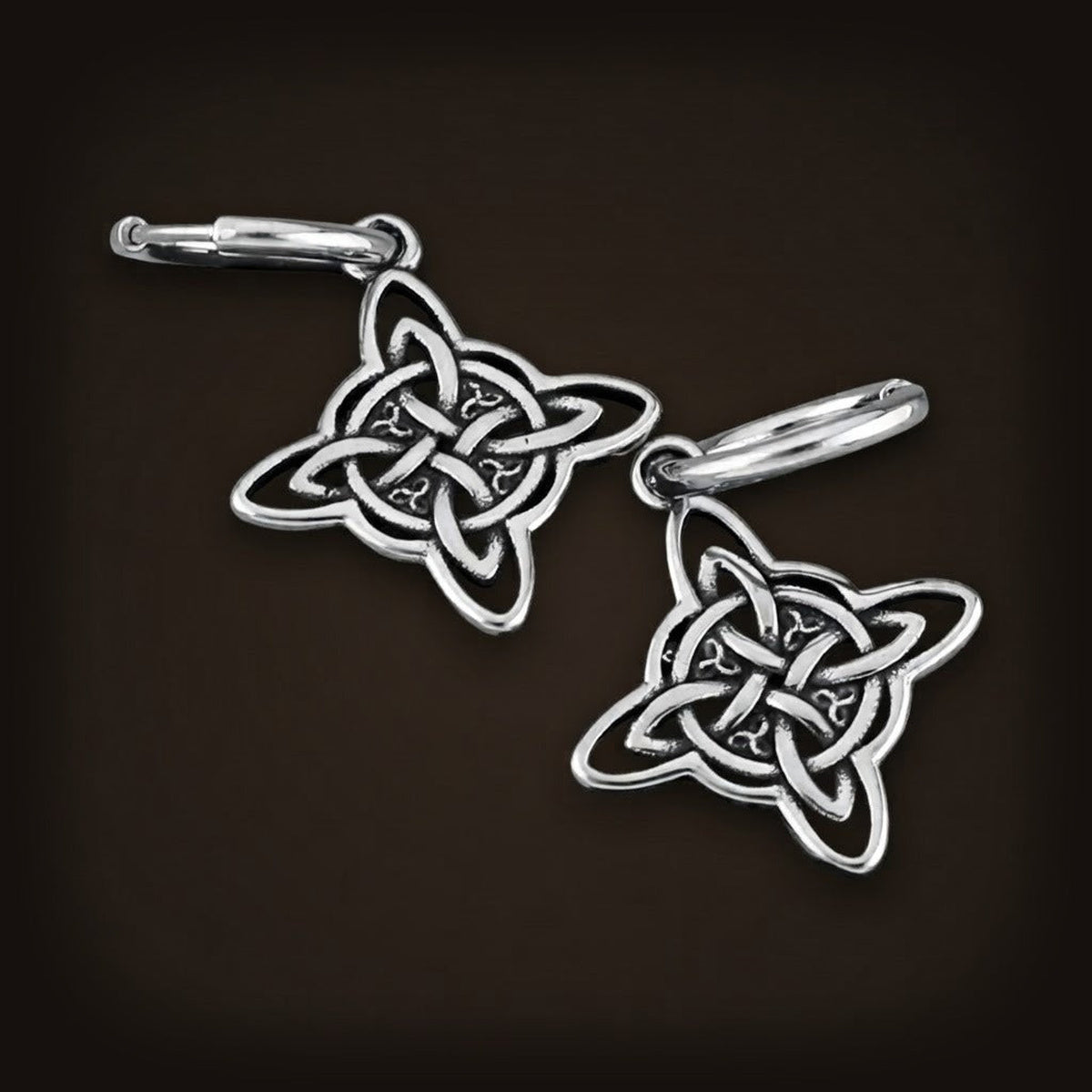 Boucle d'oreille nœud nordique en acier inoxydable, tresse continue en relief