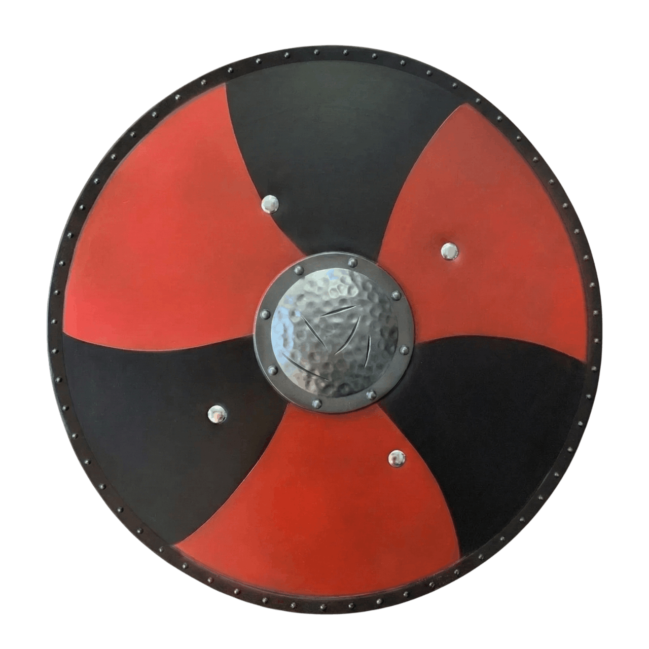 Bouclier viking rond 48cm en polyuréthane PU réplique cosplay - vue de face avec umbo central