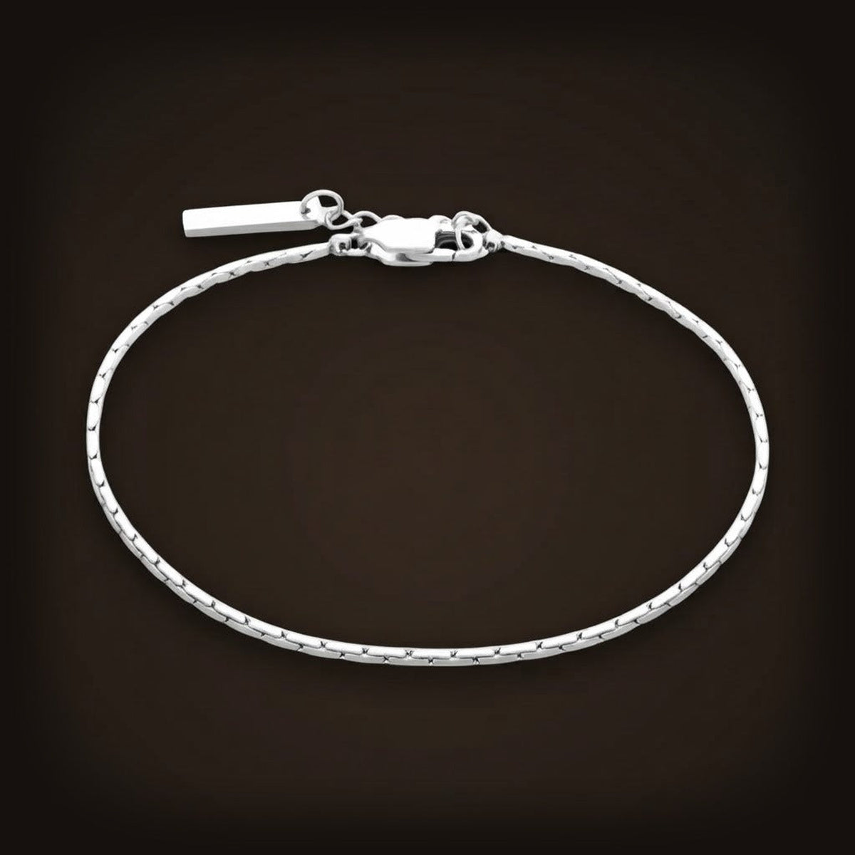 Bracelet Chaîne Fine à Fermoir Barre : Acier Argenté