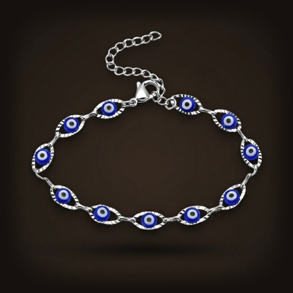 Bracelet Mauvais Œil : Perles Bleues sur Chaîne Fine