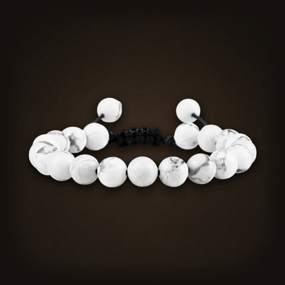 Bracelet de Perles en Howlite Blanche : Cordon Coulissant