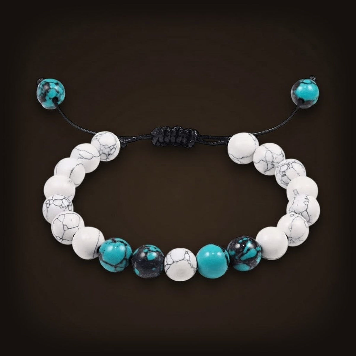Bracelet de Perles en Turquoise et Howlite Blanche