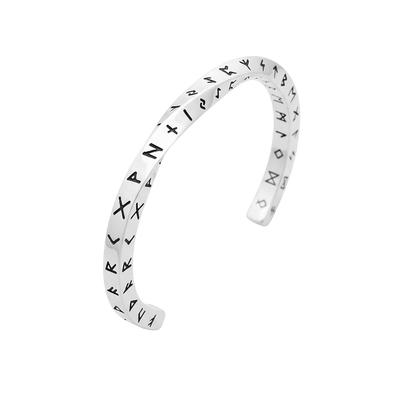 Bracelet Viking Jonc Runes Futhark Acier Poli