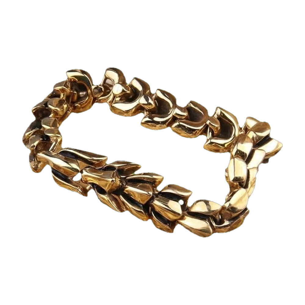 Bracelet viking Ouroboros doré, écailles de dragon articulées