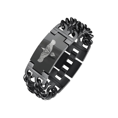 Bracelet viking double chaine acier tete de loup fenrir