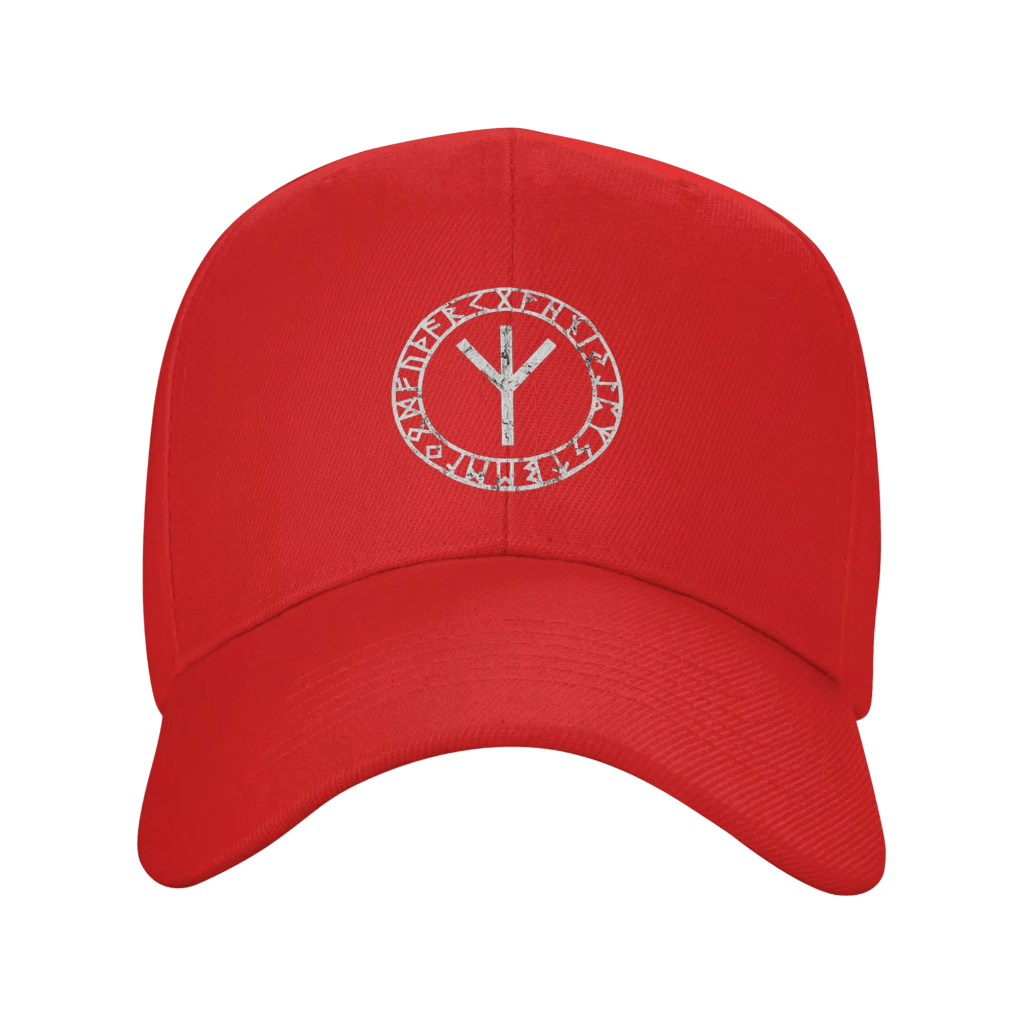 Casquette Viking Rune Algiz Brodée, coloris rouge