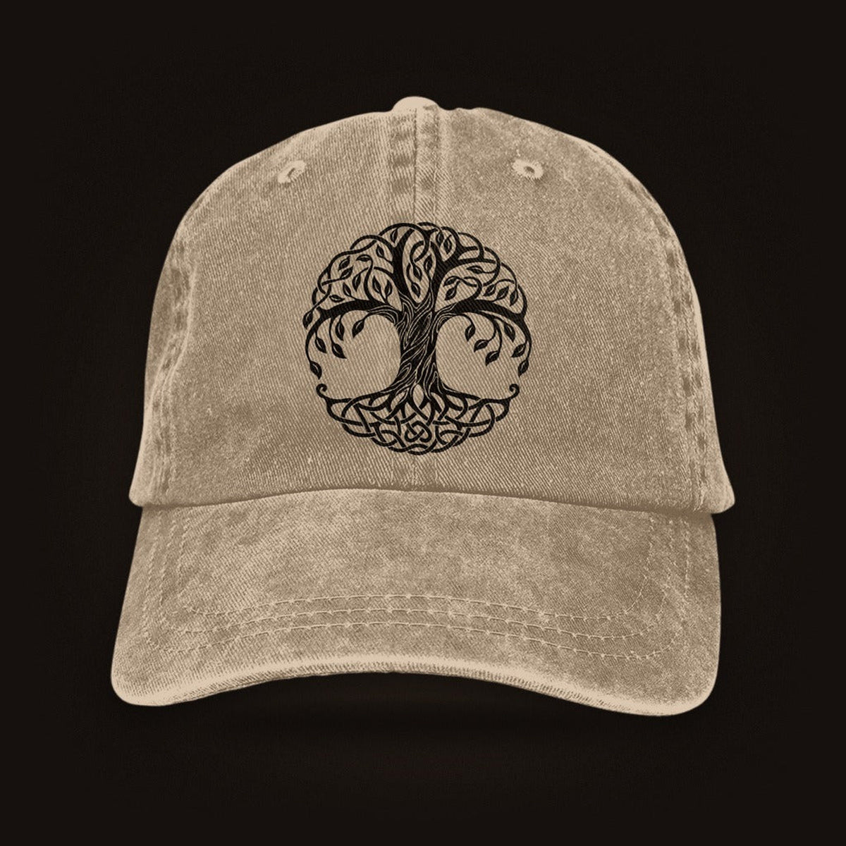 Casquette Viking Yggdrasil Délavée Kaki, vue de face