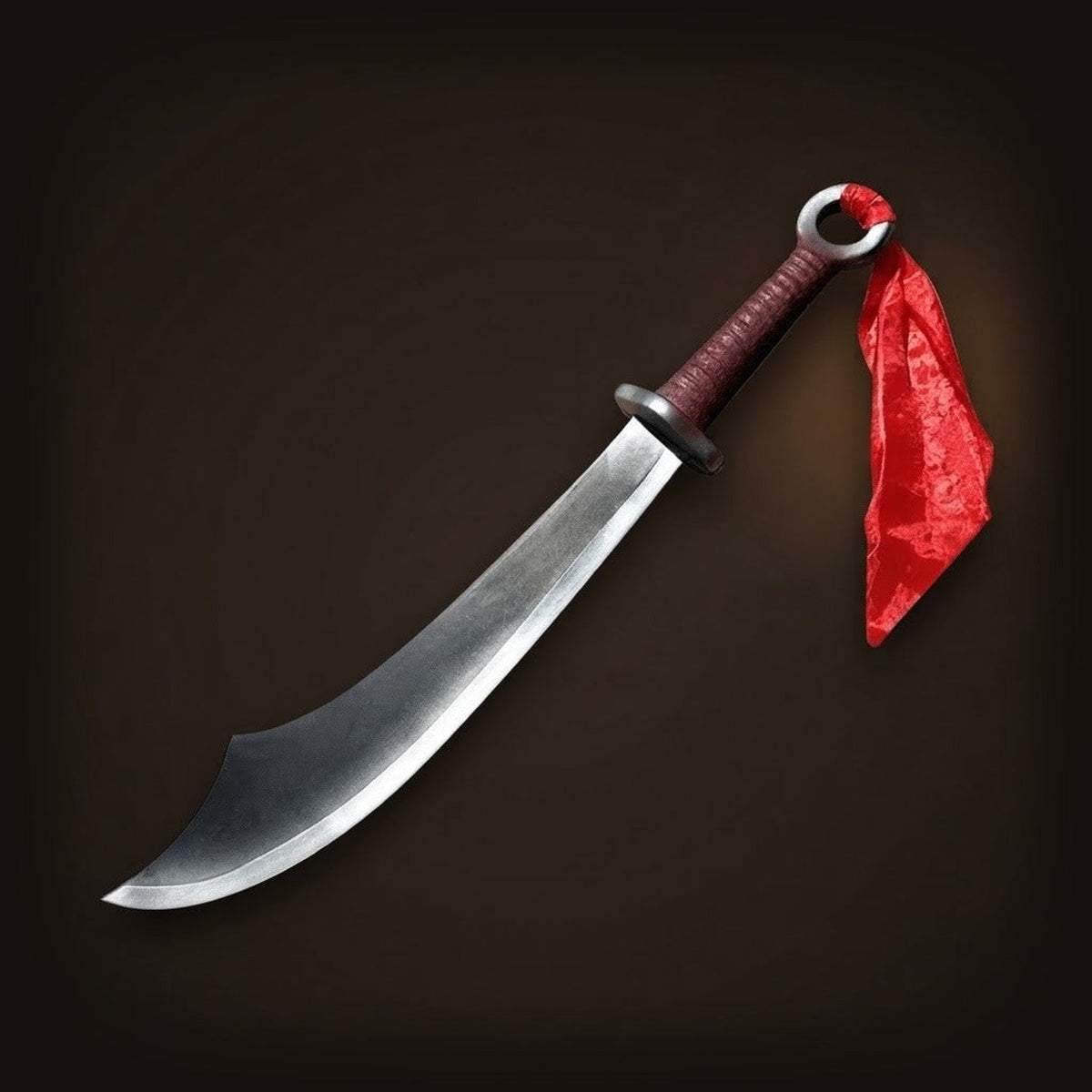 Cimeterre à Pommeau Annelé : Gland Rouge, 48 cm, vue complète