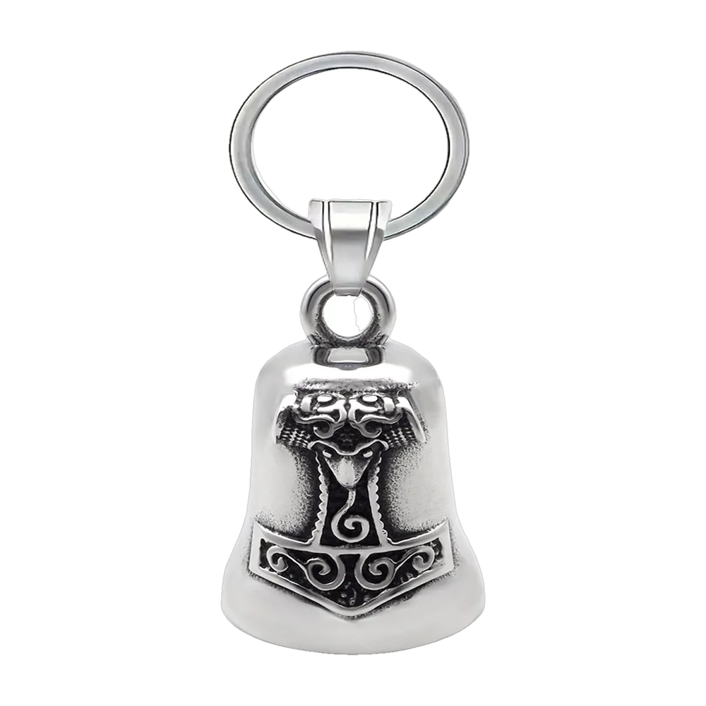 Cloche gardienne viking ornée du marteau Mjölnir, anneau porte-clés