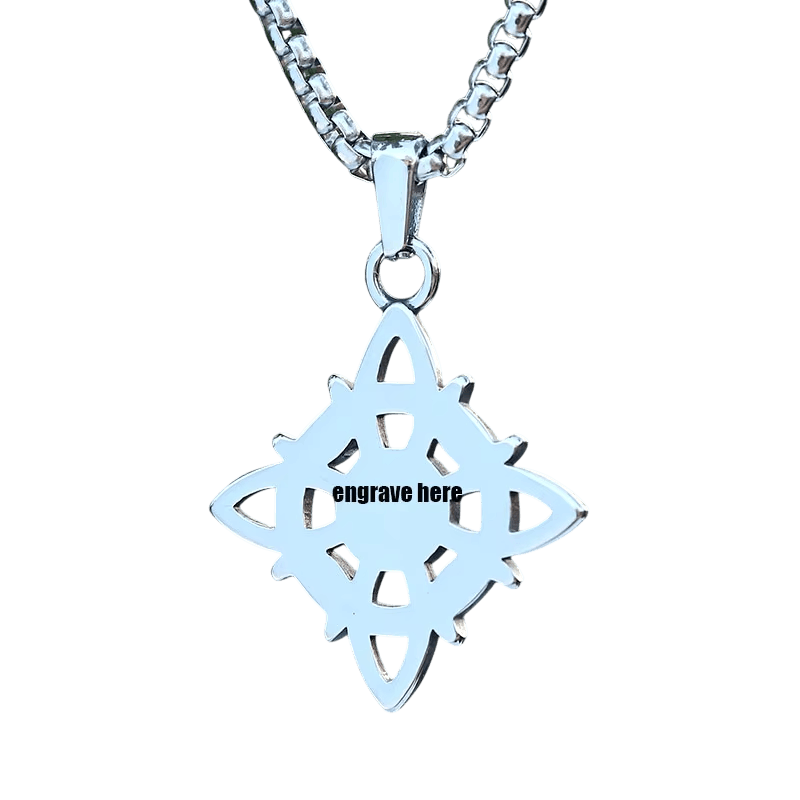 Revers poli du pendentif nœud de sorcière en acier 316L