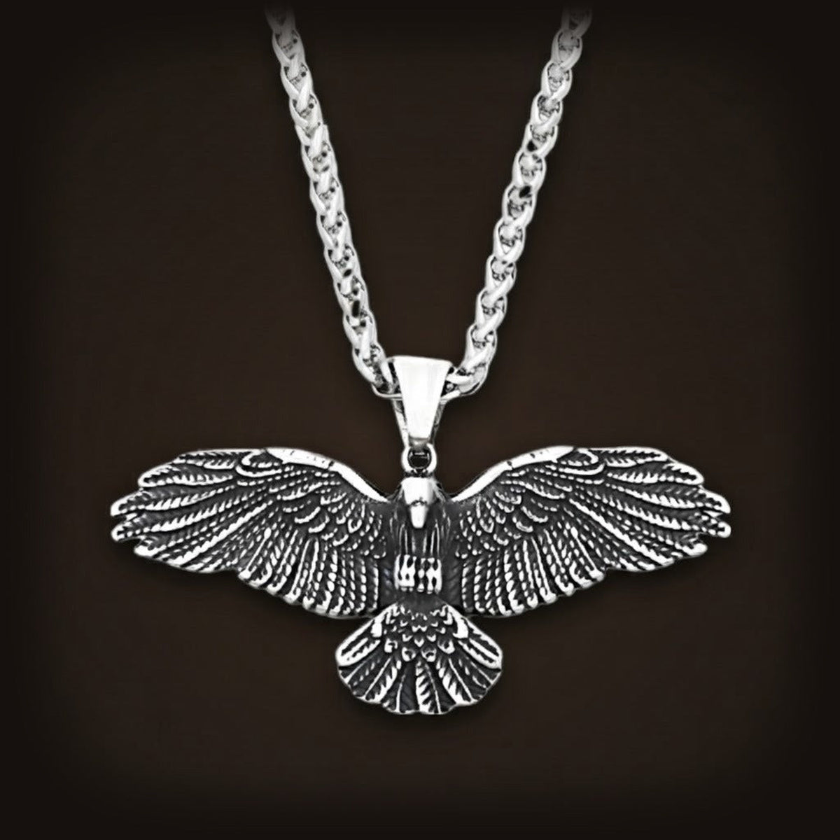 Collier viking pendentif aigle royal en acier inoxydable