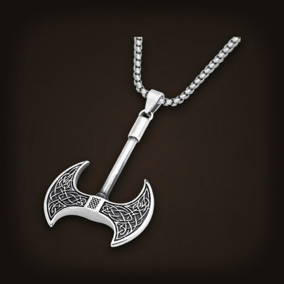 Collier viking pendentif hache avec nœud celtique en acier inoxydable