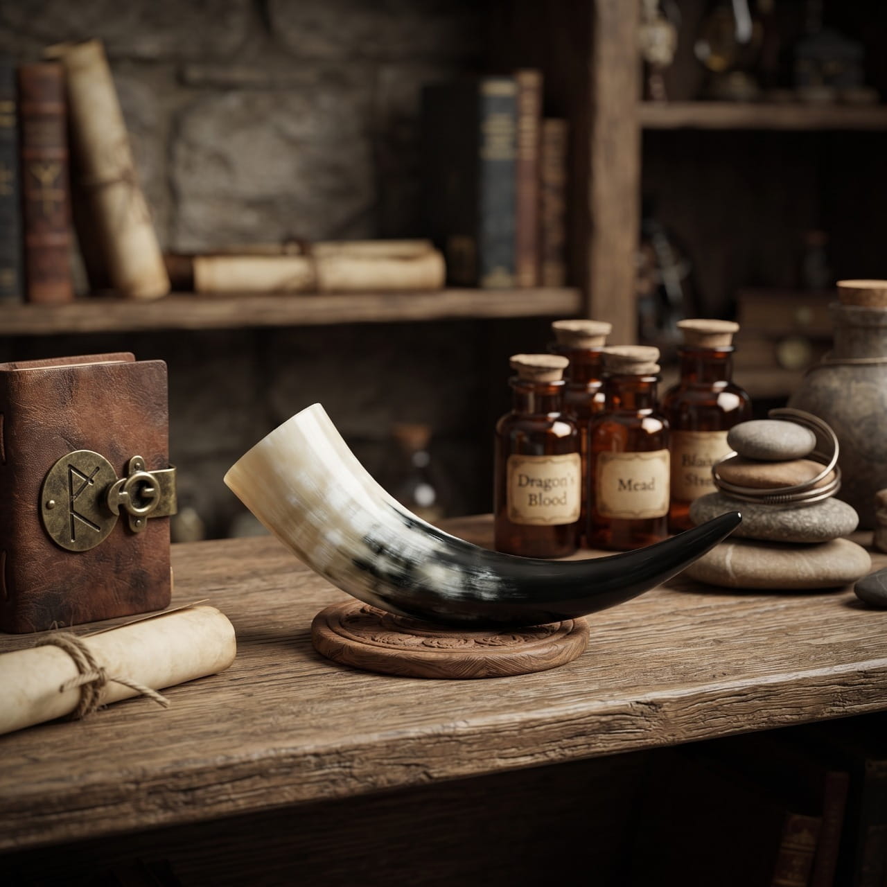 Corne à Boire Viking Authentique Yak Naturel