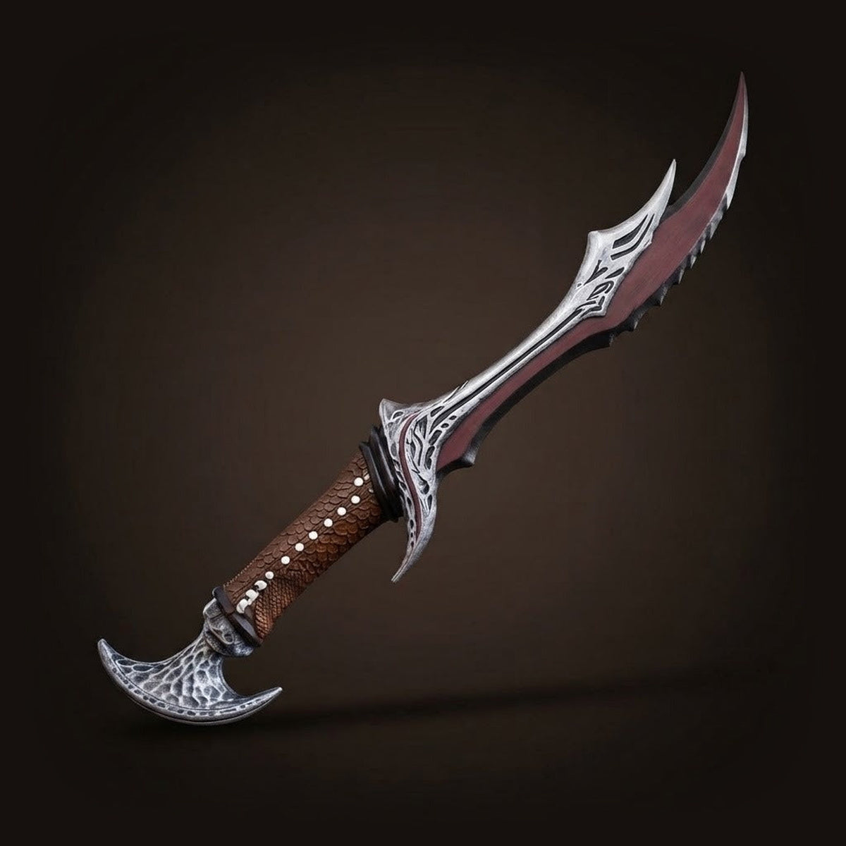 Épée Courbe Fantasy : Lame Dentelée, 47 cm, vue d'ensemble de l'épée