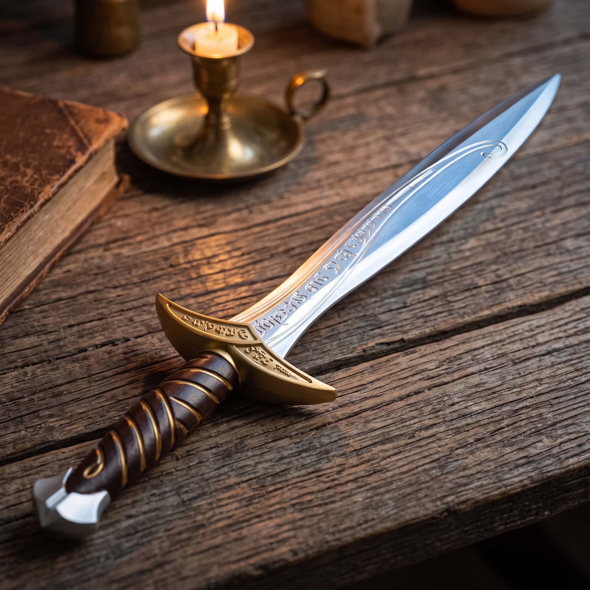 Dard : l'Épée de Bilbon, Réplique Lame en Feuille, réplique tenue en main