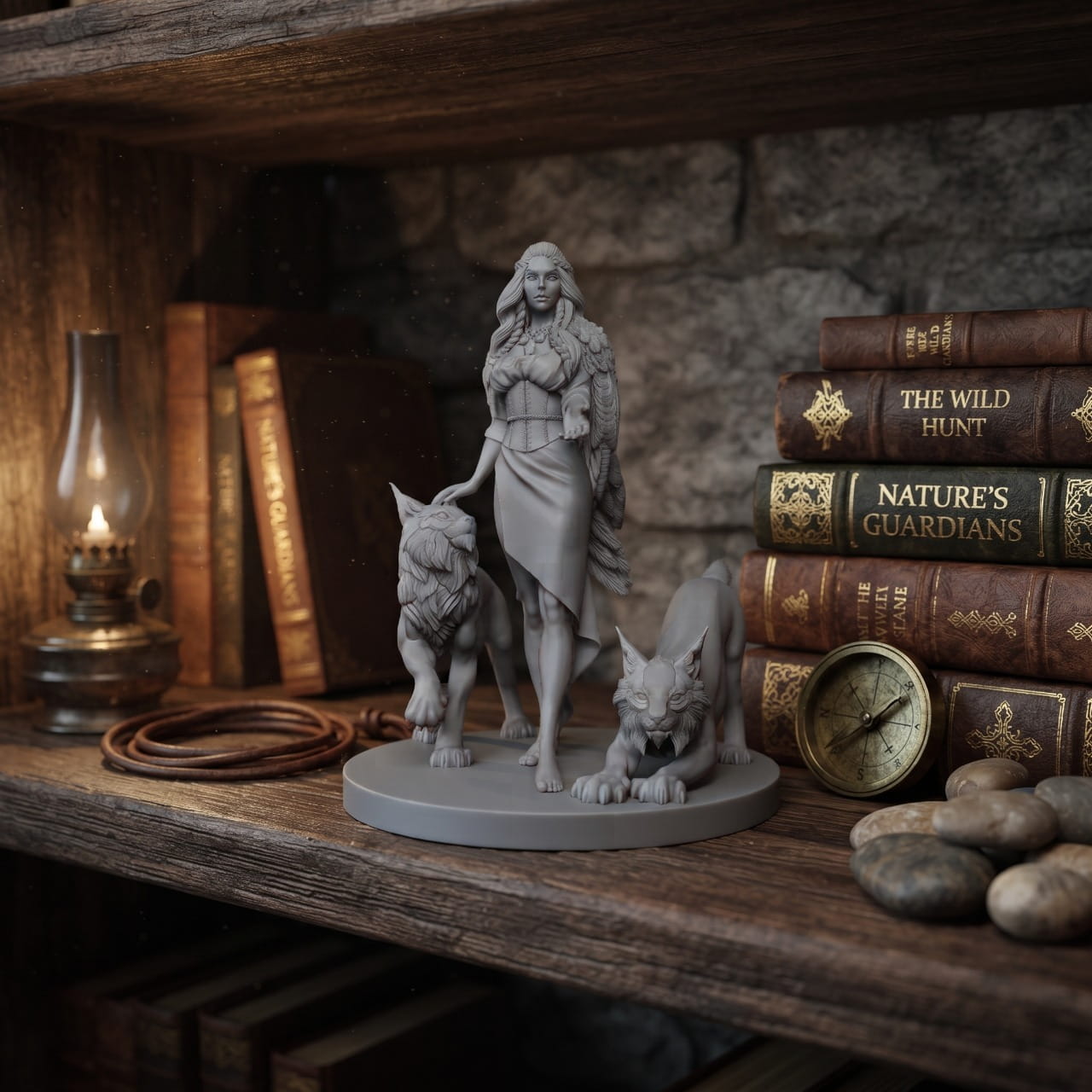 Figurine Déesse Freya aux Loups Résine 1/24 - Kit à Peindre — en situation