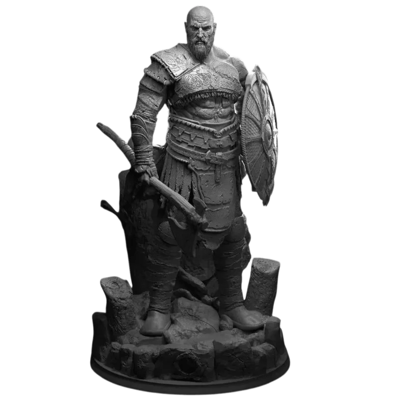 Figurine Kratos God of War en résine 75mm - miniature à peindre avec Hache Léviathan
