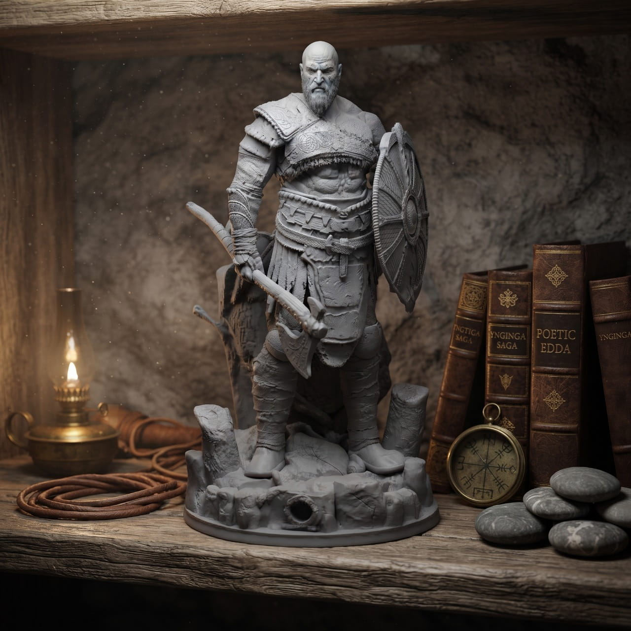 Figurine Kratos God of War en Résine 75mm - Kit à Peindre — en situation
