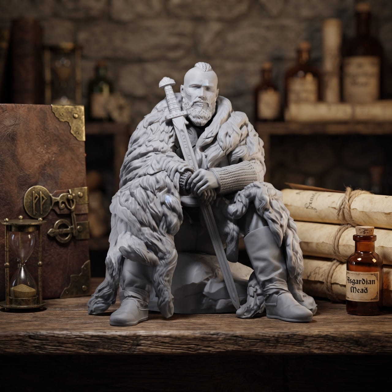 Figurine Viking Guerrier Bjorn Ironside Résine 1/24 — en situation