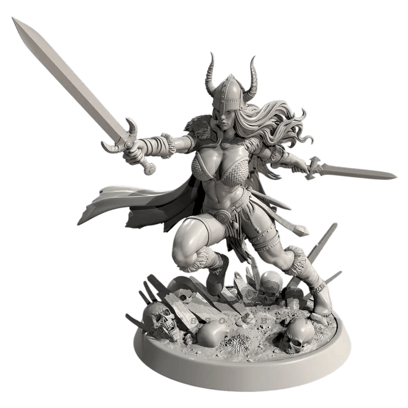 Figurine viking guerriere Valkyrie en resine a peindre 70mm