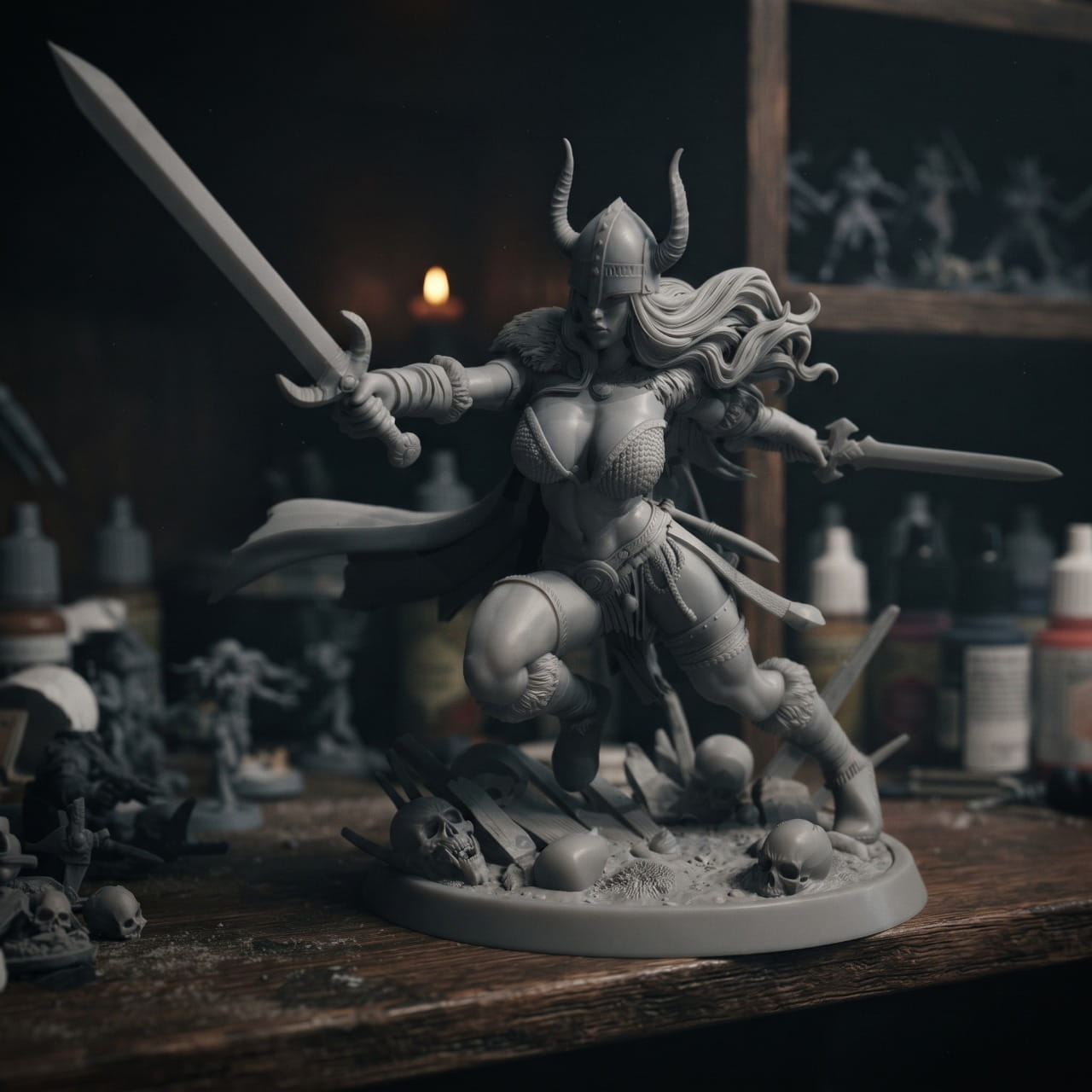 Figurine Viking Guerrière Valkyrie Résine à Peindre — en situation
