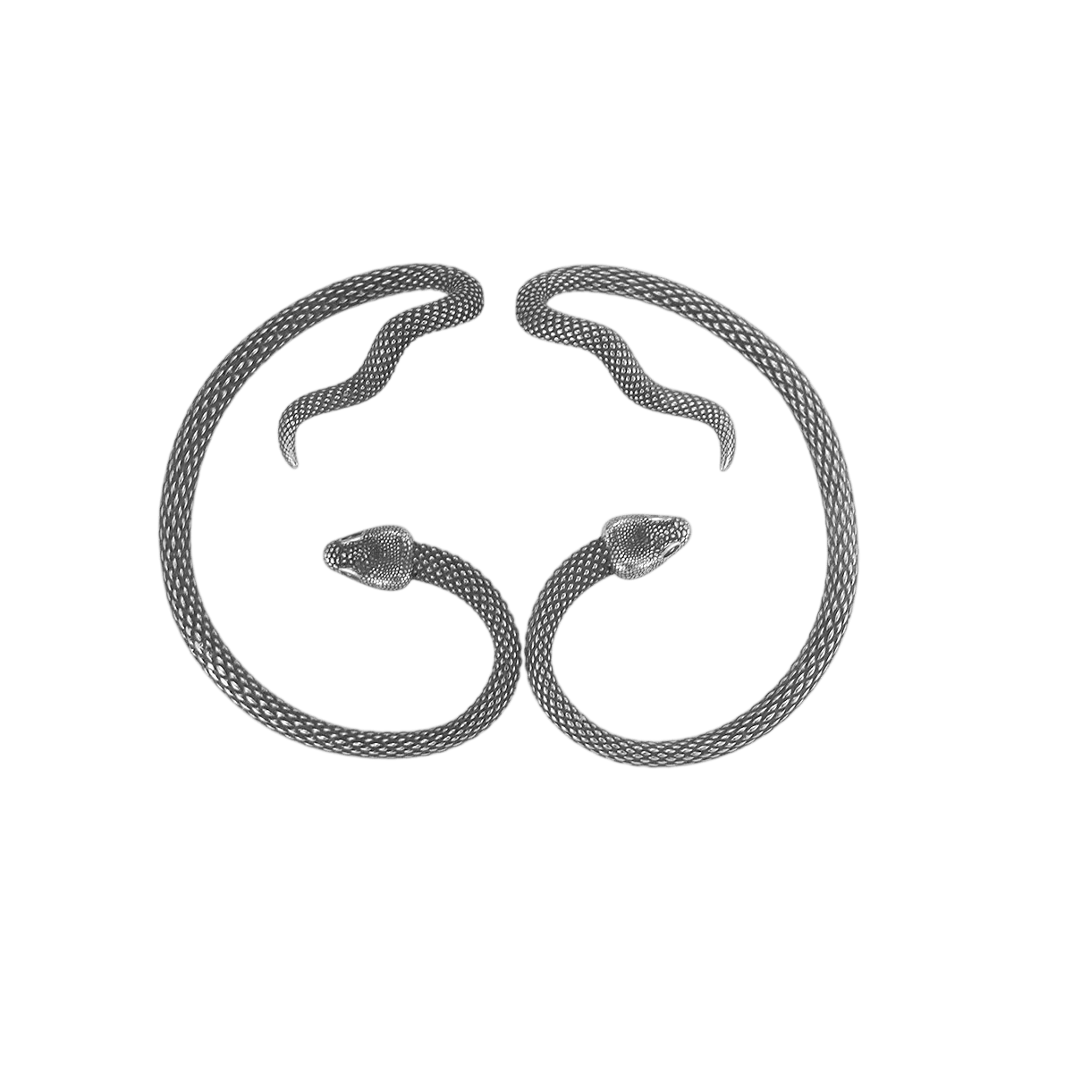 Manchette d'oreille serpent en acier inoxydable enroulé en anneau presque fermé, écailles gravées