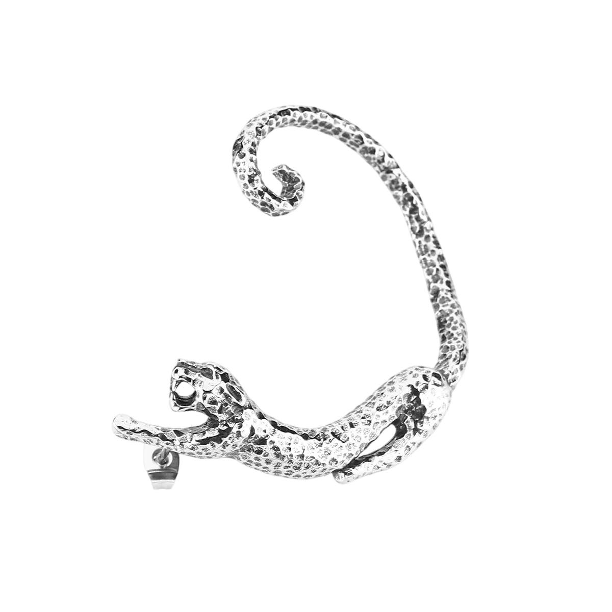 Manchette d'oreille dragon en acier inoxydable, corps enroulé et écailles gravées