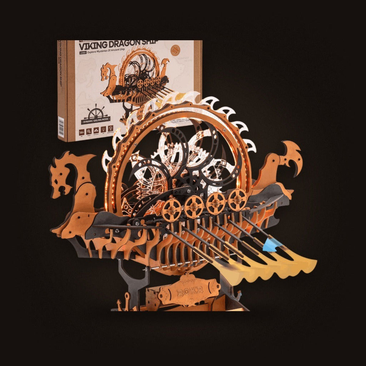Maquette drakkar viking puzzle 3D en bois Robotime bateau dragon