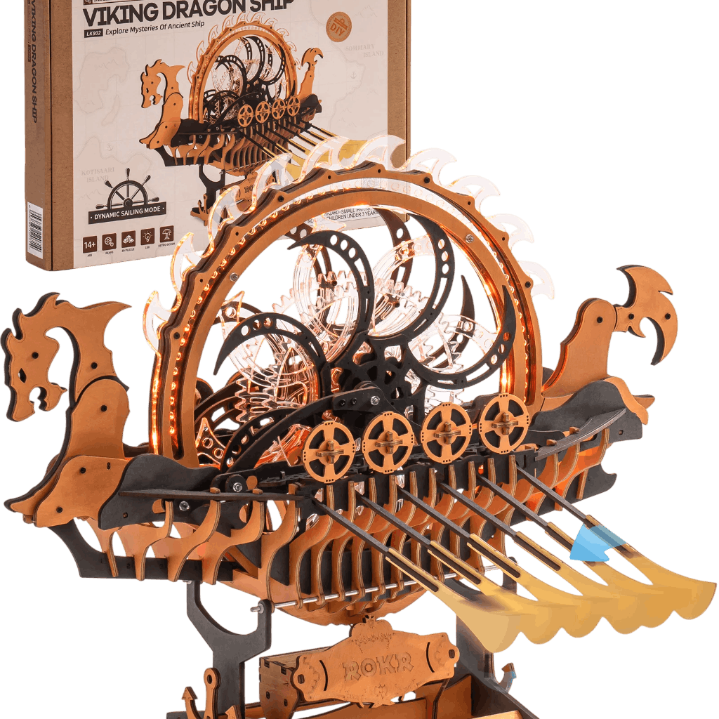 Maquette drakkar viking puzzle 3D en bois Robotime bateau dragon