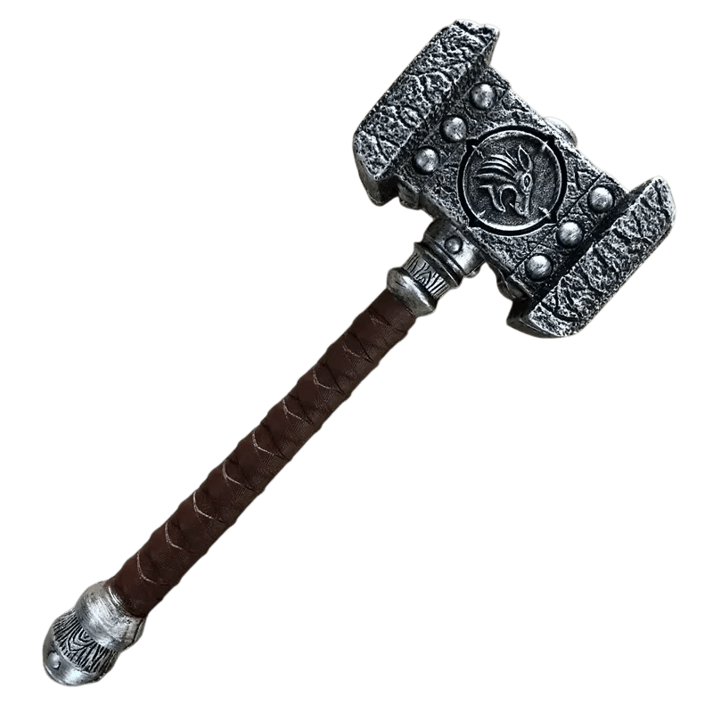 Marteau de Guerre Viking : Médaillon de Bête, 50 cm, vue de détail sur fond blanc