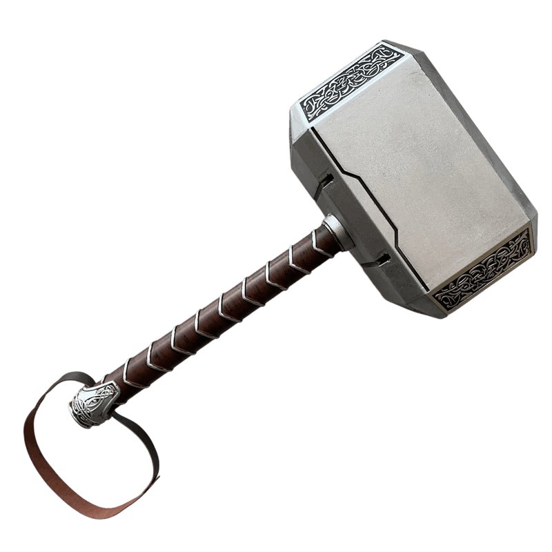 Réplique marteau de Thor Mjölnir 44cm en polyuréthane PU - vue de face fond transparent