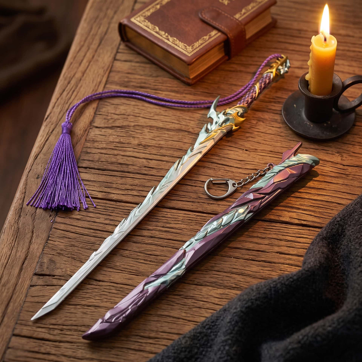 Miniature Épée du Dragon de Givre : Fourreau, 30 cm, miniature de collection sur son socle